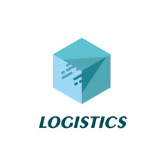 logistic company logo. consisting of a box package with the moving arrow icon. delivery service logo. shipping service logo.