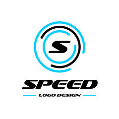 Speed. Logo design. Letter S in circle. vector