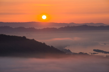 Fototapeta premium beautiful sunrise at Phu Huai I San viewpoint