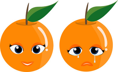 Vector orange faces with expressions