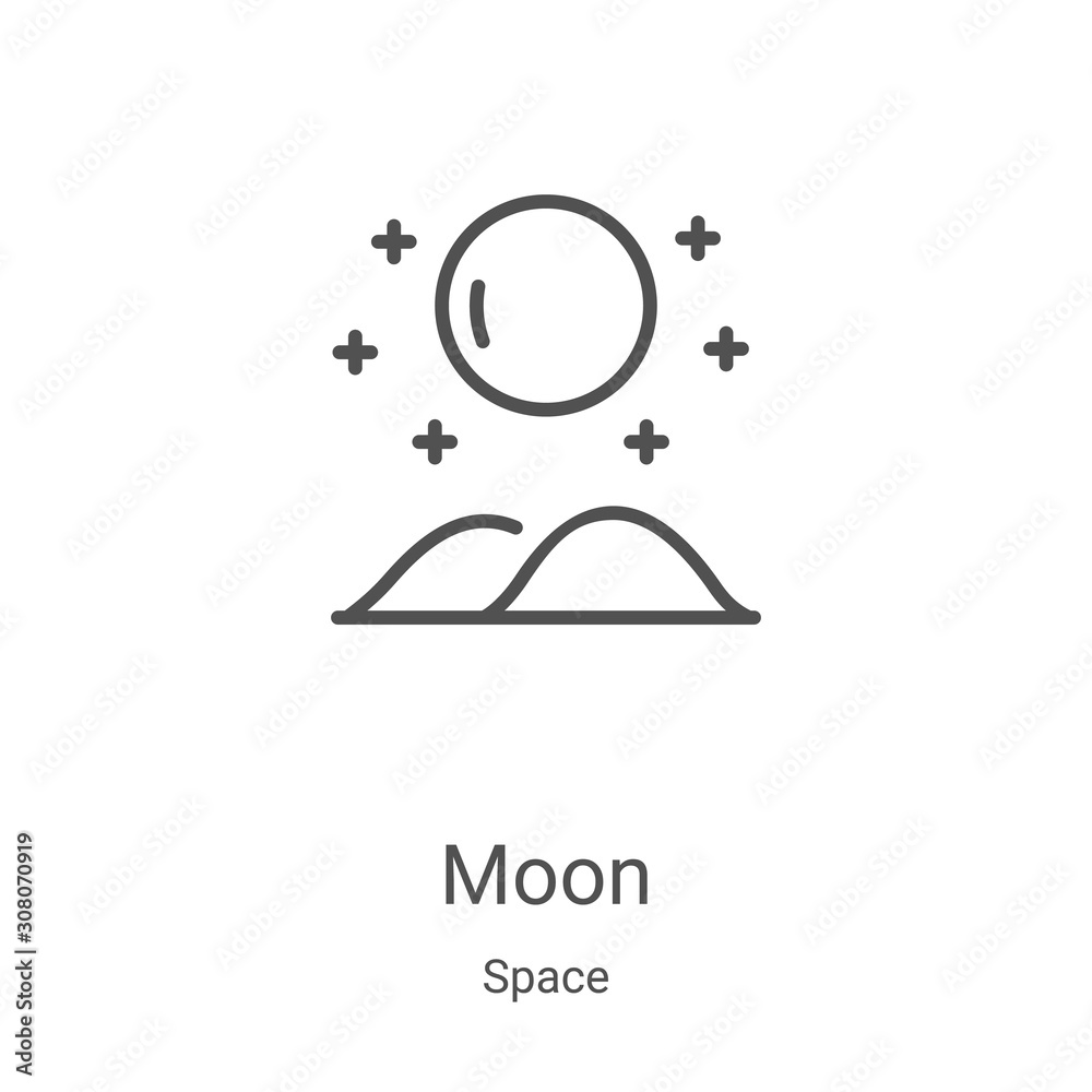 Wall mural moon icon vector from space collection. thin line moon outline icon vector illustration. linear symb