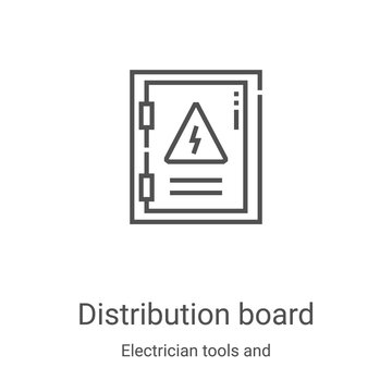 distribution board icon vector from electrician tools and elements collection. Thin line distribution board outline icon vector illustration. Linear symbol for use on web and mobile apps, logo, print