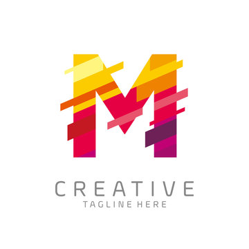 Colorful Letter M Tech Logo Design Vector With Pixel/glitch Motion Concept. Multimedia, Technology, Digital, Innovation Company Symbol Icon