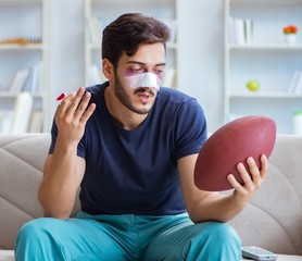 Young man defeated in sports game suffered loss with broken blee