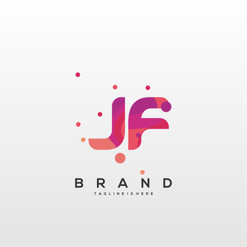 Initial letter JF logo with colorful, letter combination logo design for creative industry, web, business and company. - Vector