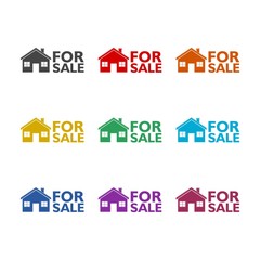 House for sale color icon set isolated on white background