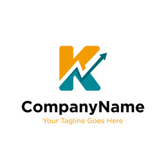 letter K trade marketing logo design vector. initial K and chart diagram graphic concept. company, corporate, business, finance symbol icon