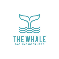 whale logo design template with line art concept style. modern vector illustration of whale tail. save the whale symbol icon