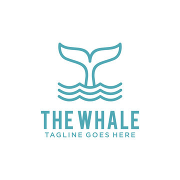 whale logo design template with line art concept style. modern vector illustration of whale tail. save the whale symbol icon