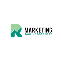 letter R trade marketing logo design vector. initial R and chart diagram graphic concept. company, corporate, business, finance symbol icon