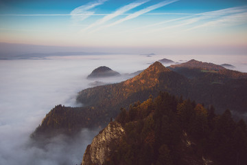 View o mountains and fog