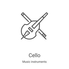 cello icon vector from music instruments collection. Thin line cello outline icon vector illustration. Linear symbol for use on web and mobile apps, logo, print media © MacroOne
