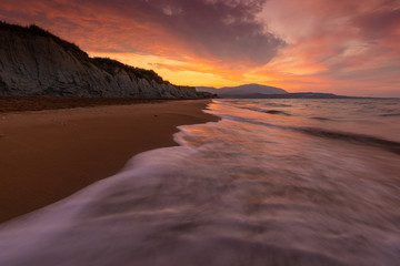 Xi Beach, Kefalonia Island, Greece. Beautiful view of Xi Beach, a beach with red sand in Cephalonia, Ionian Sea.