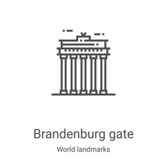 brandenburg gate icon vector from world landmarks collection. Thin line brandenburg gate outline icon vector illustration. Linear symbol for use on web and mobile apps, logo, print media © MacroOne