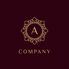 luxury monogram letter A logotype. premium brand icon. elegant alphabet/initial frame design vector. can be used for beauty industry, cosmetics, salon, boutique, spa, company, corporate, etc.