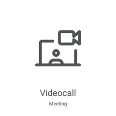 videocall icon vector from meeting collection. Thin line videocall outline icon vector illustration. Linear symbol for use on web and mobile apps, logo, print media