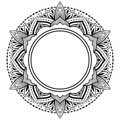 Mandala circular pattern with flower for mehndi, henna, tattoo, background. Decorative ornament in ethnic style. Vector illustration of pen drawn Doodle