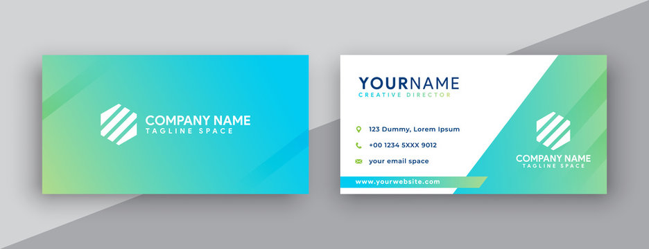modern business card design . double sided business card design template . blue and green gradation business card inspiration