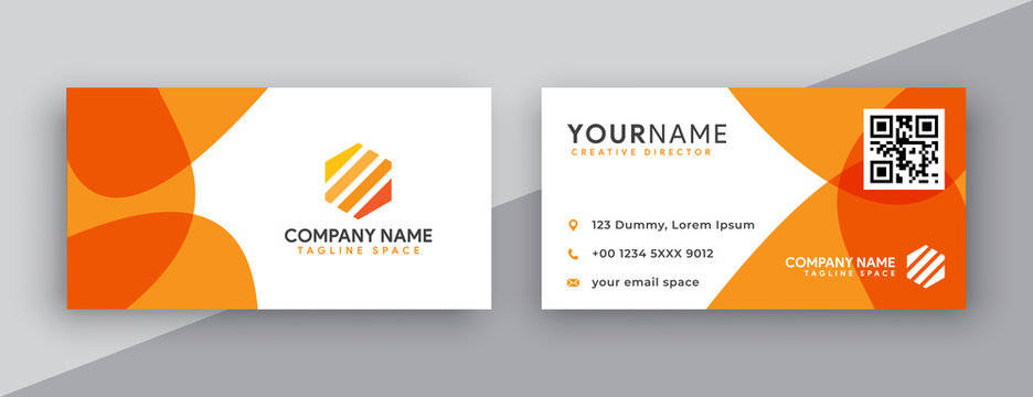 modern business card design . double sided business card design template . flat orange business card inspiration