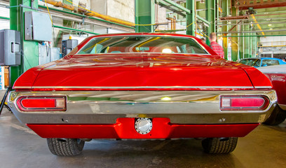 American 1970's Sport muscle car. Back view.