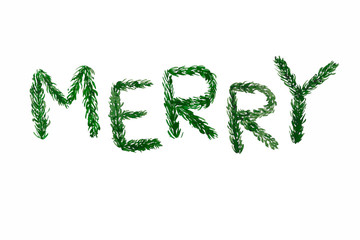 Christmas greeting card, letter merry 