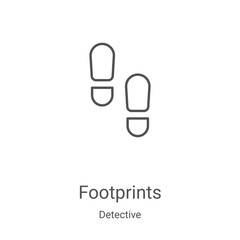 footprints icon vector from detective collection. Thin line footprints outline icon vector illustration. Linear symbol for use on web and mobile apps, logo, print media