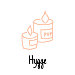 Vector doodle. Hygge. Hand-drawn candle with quote.