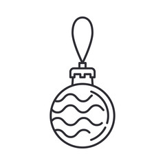 Christmas tree decoration glass balls line icon. Holiday Xmas winter trendy decoration background. Party celebration, holidays event, carnival element. Vector linear design illustration vintage object