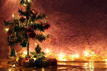 Christmas tree with light and decoration background 