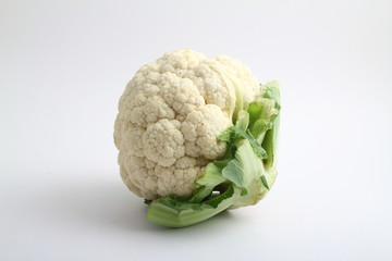 Raw cauliflower, whole vegetable. Fresh cauliflower, isolated on white background.