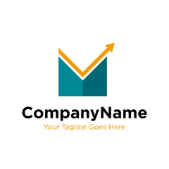 letter M trade marketing logo design vector template illustration. geometric initial M and chart stats icon concept. company, corporate, business identity, finance symbol icon