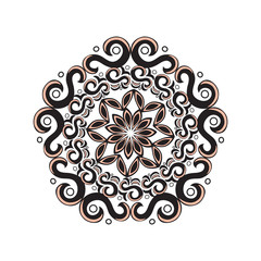 Mandala. Circular ornament. An isolated element for design and coloring on a white background. Vector illustration.