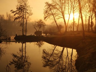 sunset over lake