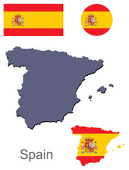 Obraz premium country Spain silhouette and flag vector