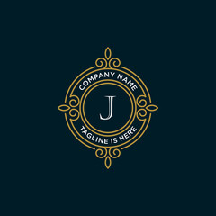luxury monogram letter J logotype. premium brand icon. elegant alphabet/initial frame design vector. can be used for beauty industry, cosmetics, salon, boutique, spa, company, corporate, etc.