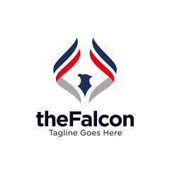 falcon, eagle, hawk logo design vector template illustration. feather, swings symbol icon