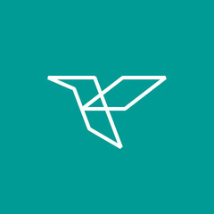 Fototapeta premium flying bird logo design template with linear/line art concept style. vector illustration of bird in outline style