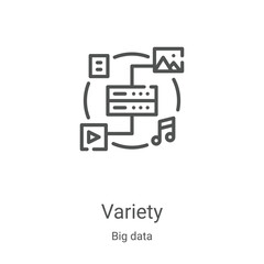 variety icon vector from big data collection. Thin line variety outline icon vector illustration. Linear symbol for use on web and mobile apps, logo, print media