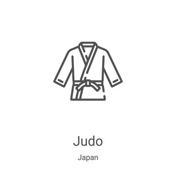 Judo Icon Vector From Japan Collection. Thin Line Judo Outline Icon Vector Illustration. Linear Symbol For Use On Web And Mobile Apps, Logo, Print Media