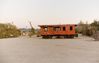 old train wagon in the village of  Desert Center