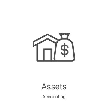 Assets Icon Vector From Accounting Collection. Thin Line Assets Outline Icon Vector Illustration. Linear Symbol For Use On Web And Mobile Apps, Logo, Print Media