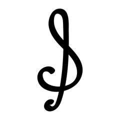 treble clef. doodle writing design vector element