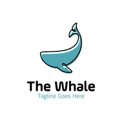 whale logo design template with line art, monoline, outline concept style. modern vector illustration of whale