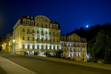 Fototapeta na wymiar Spa architecture - summer evening in the center of Marianske Lazne (Marienbad) - Czech Republic
