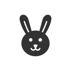 Rabbit icon in flat style. Bunny vector illustration on white isolated background. Happy easter business concept.