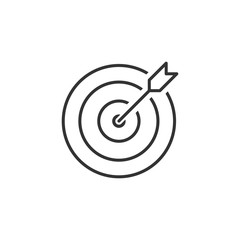 Target icon in flat style. Darts game vector illustration on white isolated background. Aim arrow business concept.