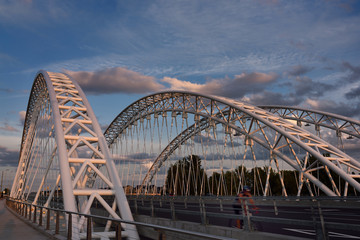 New Strandherd Armstrong Bridge at dusk over the Rideau River south of Ottawa