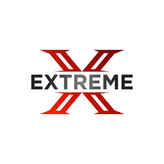 extreme vector logo design. consisting of a extreme logotype on letter X.