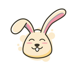 smiling bunny cartoon logo design. rabbit character logo. mascot logo. pet logo. Happy Easter illustration