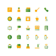 Set of Hotel, Vacation, Tourism flat style icon - vector